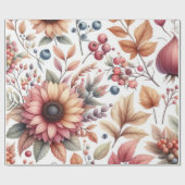 Papier Cadeau Floral moody lustré sur blanc (Plat)