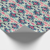 Papier Cadeau Floral Motif Motif en Turquoise, Marine et Rose (Coin)