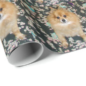 papier cadeau | Floral noir de Poméranie (Coin rond)