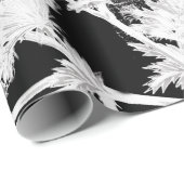 Papier Cadeau Floral noir et blanc (Coin rond)