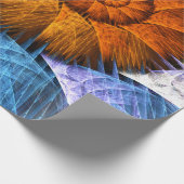 Papier Cadeau Floral Orange Bleu Jaune Art Abstrait (Coin)