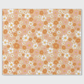 Papier Cadeau Floral orange et blanc (Plat)