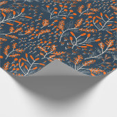 Papier Cadeau Floral orange et bleu (Coin)