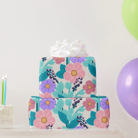 Papier Cadeau Floral Pastel (Cadeaux de fête)