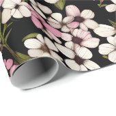 Papier Cadeau Floral Pattern Baby's Breath Flowers (Coin rond)