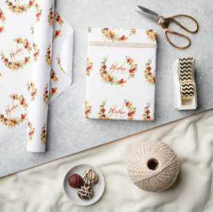 Papier Cadeau floral personnalisé d'automne