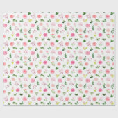 Papier Cadeau Floral Pink Roses with Foliage (Plat)