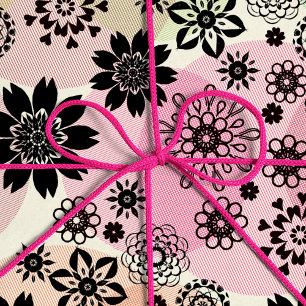 Papier Cadeau Floral Print Pop Motif mignon fille Boho Hippie