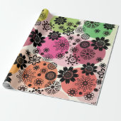 Papier Cadeau Floral Print Pop Motif mignon fille Boho Hippie (Déroulé)