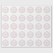 Papier Cadeau Floral rose Baby Angel Croix Baptême (Plat)