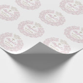 Papier Cadeau Floral rose Baby Angel Croix Baptême (Coin)