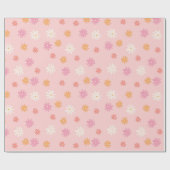 Papier Cadeau Floral rose et orange de marguerite (Plat)