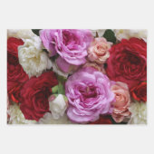 Papier cadeau floral rose et rouge, 3 feuilles (Devant 2)