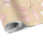 Papier Cadeau floral rose marron (Coin rond)