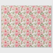 Papier Cadeau Floral rose pastel (Plat)