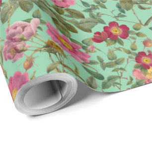 Papier cadeau floral Rose sauvage vintage sur fond