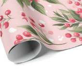 Papier Cadeau Floral Rose vintage Aux Berries (Coin rond)