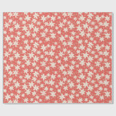 Papier cadeau floral rouge corail (Plat)