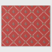 Papier Cadeau Floral rouge et treillis doux Valentine (Plat)