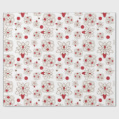 Papier Cadeau Floral rouge Motif de Noël (Plat)