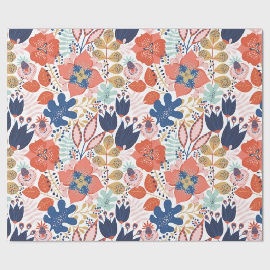 Papier Cadeau Floral seamless pattern on white. Abstract backgro (Plat)