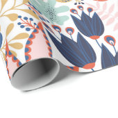 Papier Cadeau Floral seamless pattern on white. Abstract backgro (Coin rond)