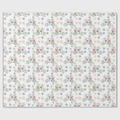 Papier Cadeau Floral Spring Mice On A Bike With Balloons Pattern (Plat)