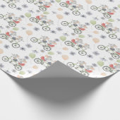 Papier Cadeau Floral Spring Mice On A Bike With Balloons Pattern (Coin)