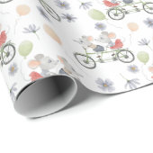 Papier Cadeau Floral Spring Mice On A Bike With Balloons Pattern (Coin rond)