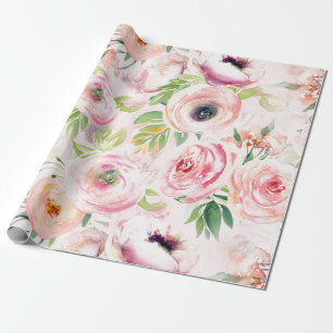 Papier Cadeau Floral tiré par la main de Boho de ressort pour l