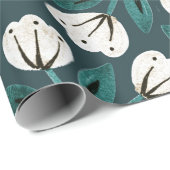 Papier Cadeau Floral turquoise et blanc (Coin rond)