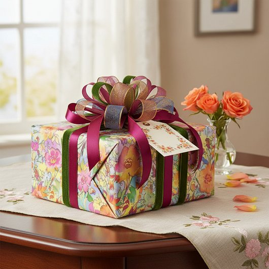 Papier Cadeau Floral vibrant