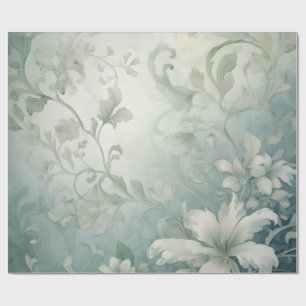 Papier Cadeau Floral Victorian Blue Grey Élégant Imaginaire Fleu