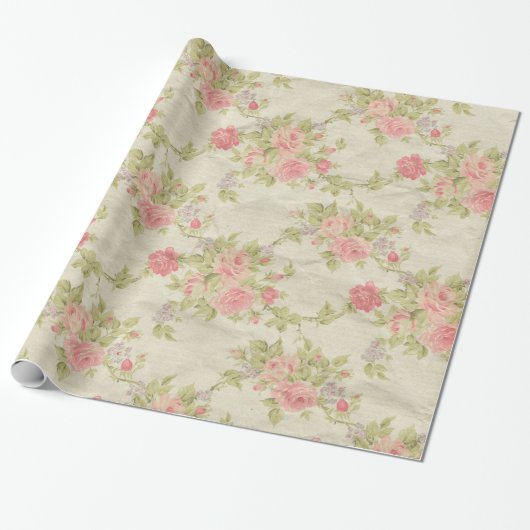 Papier Cadeau Floral Vintage (Déroulé)