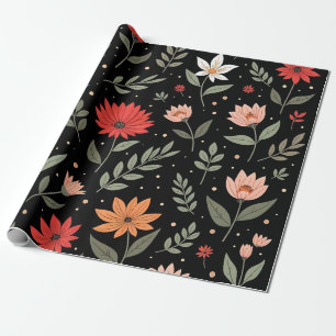 Papier Cadeau Floral Vintage Belle Collection Moderne