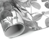 Papier Cadeau Floral Vintage noir blanc (Coin rond)