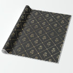 Papier Cadeau Floral Vintage noir et gris<br><div class="desc">Papier d'emballage vintage motif à fleurs gris et noir paris.</div>