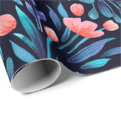 Papier Cadeau Floral watercolor seamless pattern. (Coin rond)