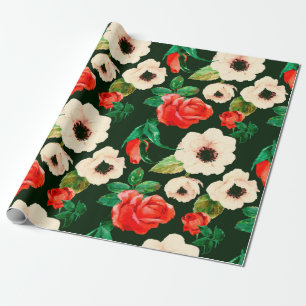Papier Cadeau Floral watercolor seamless pattern. White poppies