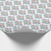 Papier Cadeau Floral Whimsy Moderne Damask Delight. (Coin)