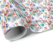 PAPIER CADEAU FLORALE BLANCHE (Coin rond)