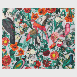 PAPIER CADEAU FLORALE ET OISEAUX XIV-II