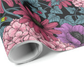 Papier Cadeau Floraux de jardin gras (Coin rond)