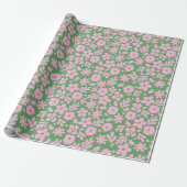Papier Cadeau Flore Abstraite moderne et rose vert Feuille (Déroulé)