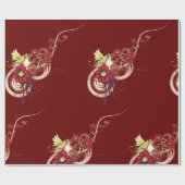 Papier Cadeau Flore avec fleurs rouges et colibri (Plat)