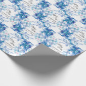 Papier Cadeau Flore bleu simple M & Mme Mariage (Coin)
