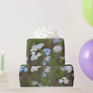 Papier Cadeau Flore Bleue Et Blanche Délicieuse