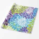 Papier Cadeau Flore bleue et verte de citron vert<br><div class="desc">Papier d'emballage Floral bleu et vert citron. Autres articles disponibles à Metro-Events et Pas 2b Taken Serious sur Zazzle.</div>