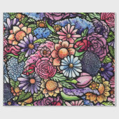 Papier Cadeau Flore Bouquet Fleur de printemps (Plat)