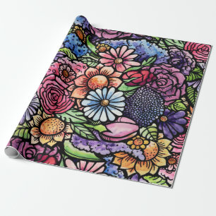 Papier Cadeau Flore Bouquet Fleur de printemps
